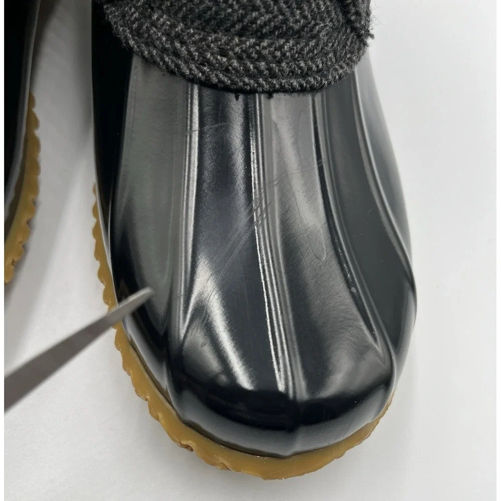 G.H. Bass Duck Boots Womens 8 Black Grey‎ Herringbone Waterproof Lace Up